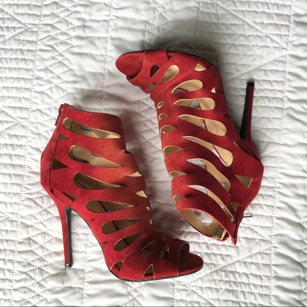 Christmas Red Net Heels
